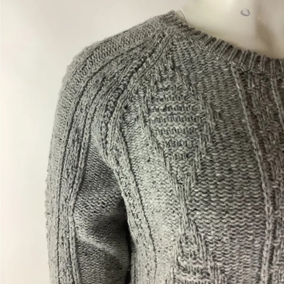 Madewell Sz S Palisade Merino Wool Zip Back Sweater Gray Cable Knit Style - Picture 3 of 8